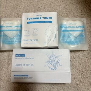 Korean skincare Portable Toner, serum  & Facial Cleanser Set - White